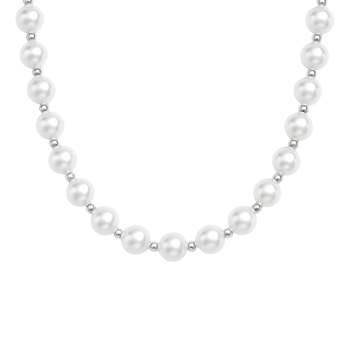 Pearl and Silver Bead Necklace – Aubrey Adele