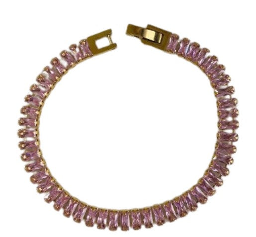 Pink Baguette Tennis Bracelet