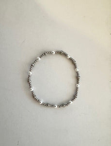 Silver Etched Pearl Bracelet