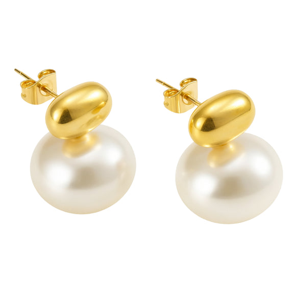 17mm Pearl Stud Gold