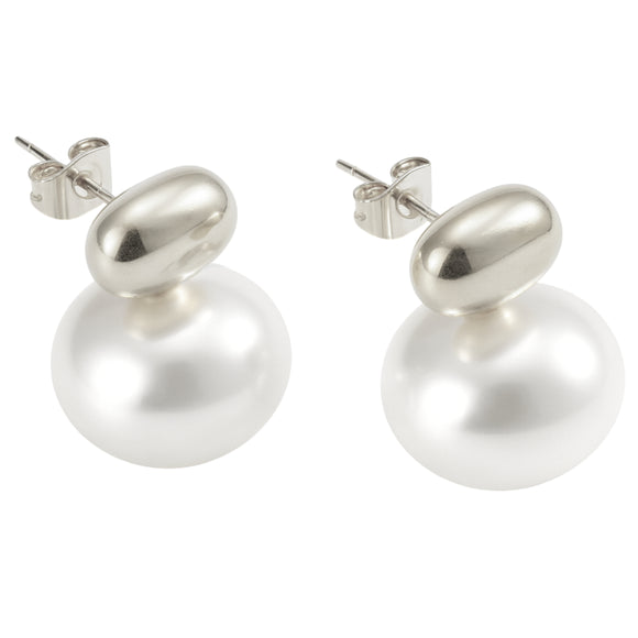 17mm Pearl Stud Silver