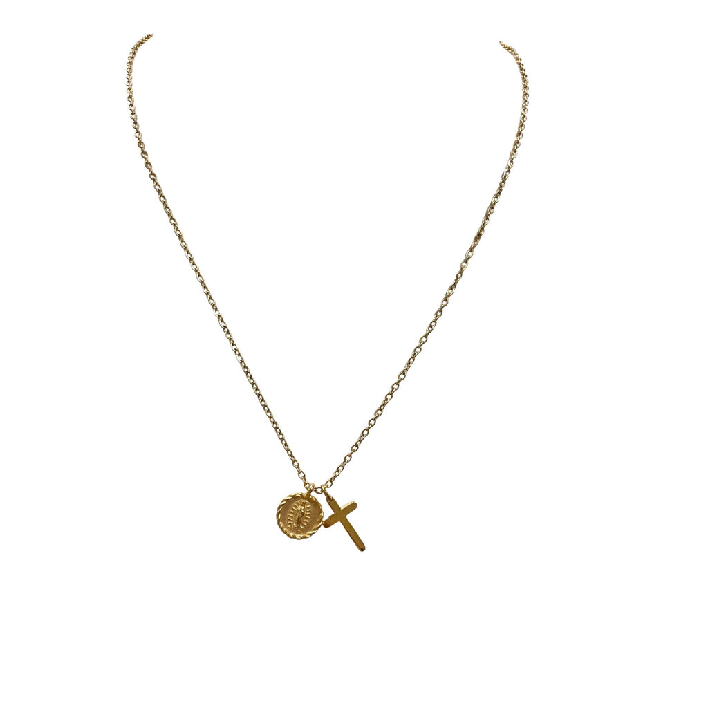Virgin Mary and Cross Necklace