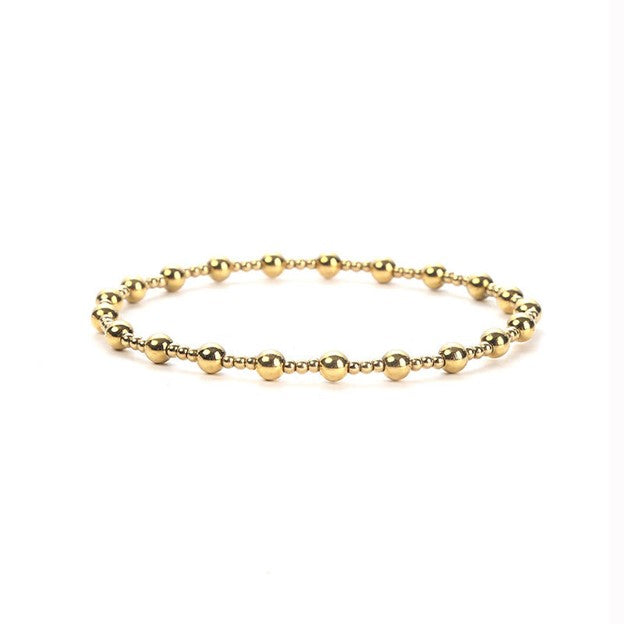 2mm & 4mm Gold Bead Bracelet