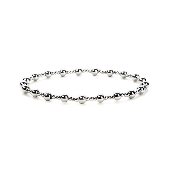 2mm & 4mm Bead Bracelet Silver