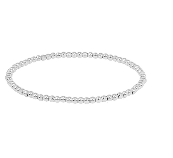 3mm Bead Bracelet-Silver