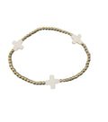 3mm Beaded Cross Bracelet - Gold