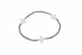 3mm Beaded Cross Bracelet - Silver
