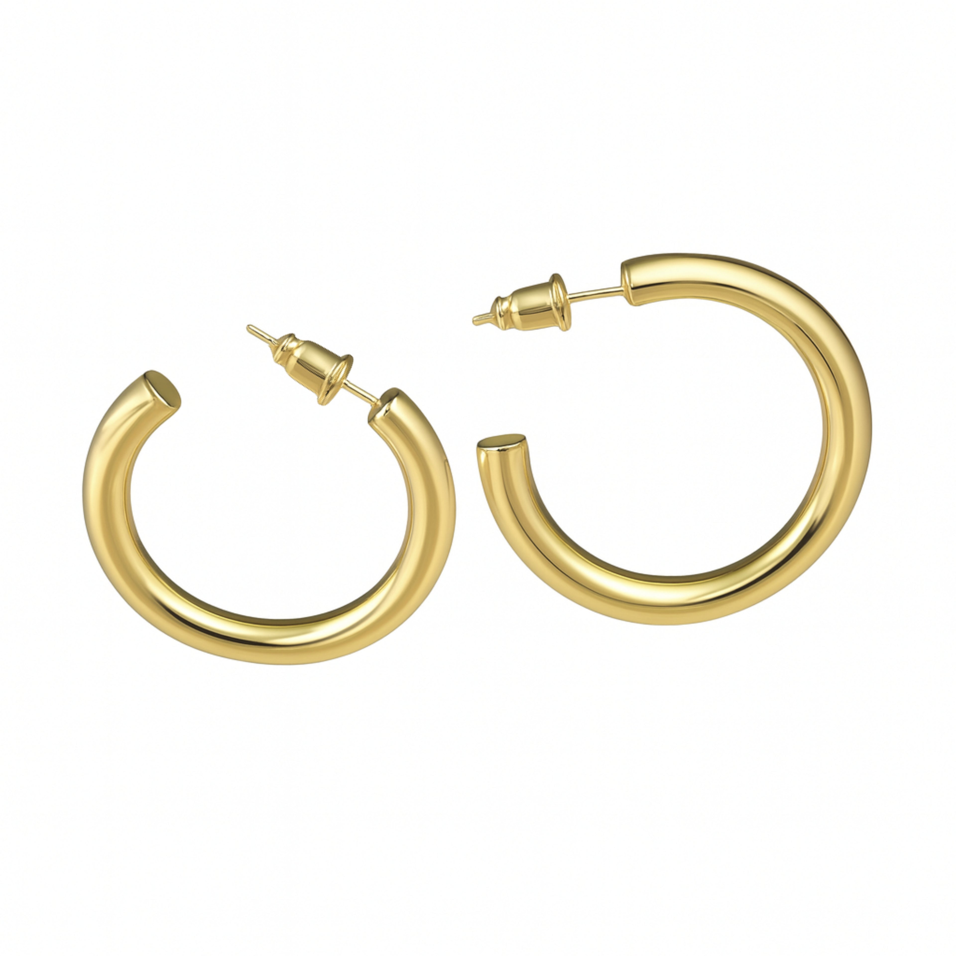 4mm Gold Hollow Hoops - 42mm