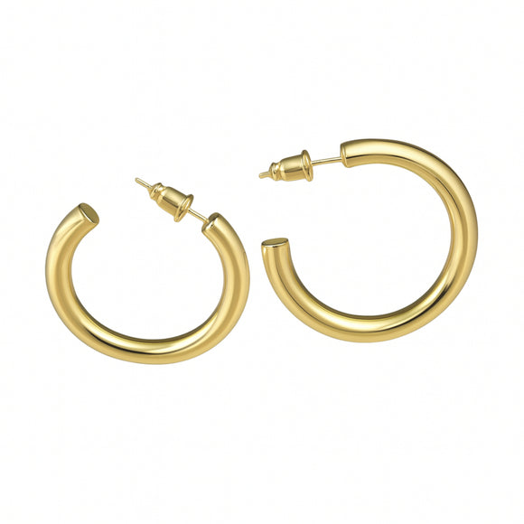 4mm Gold Hollow Hoops - 42mm