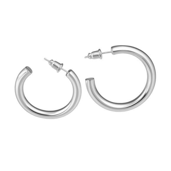 4mm SilverHollow Hoops - 63mm
