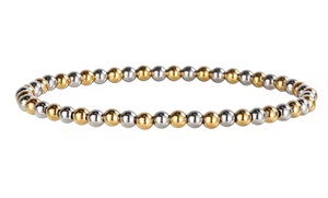 4mm Silver & Gold Bead Bracelet