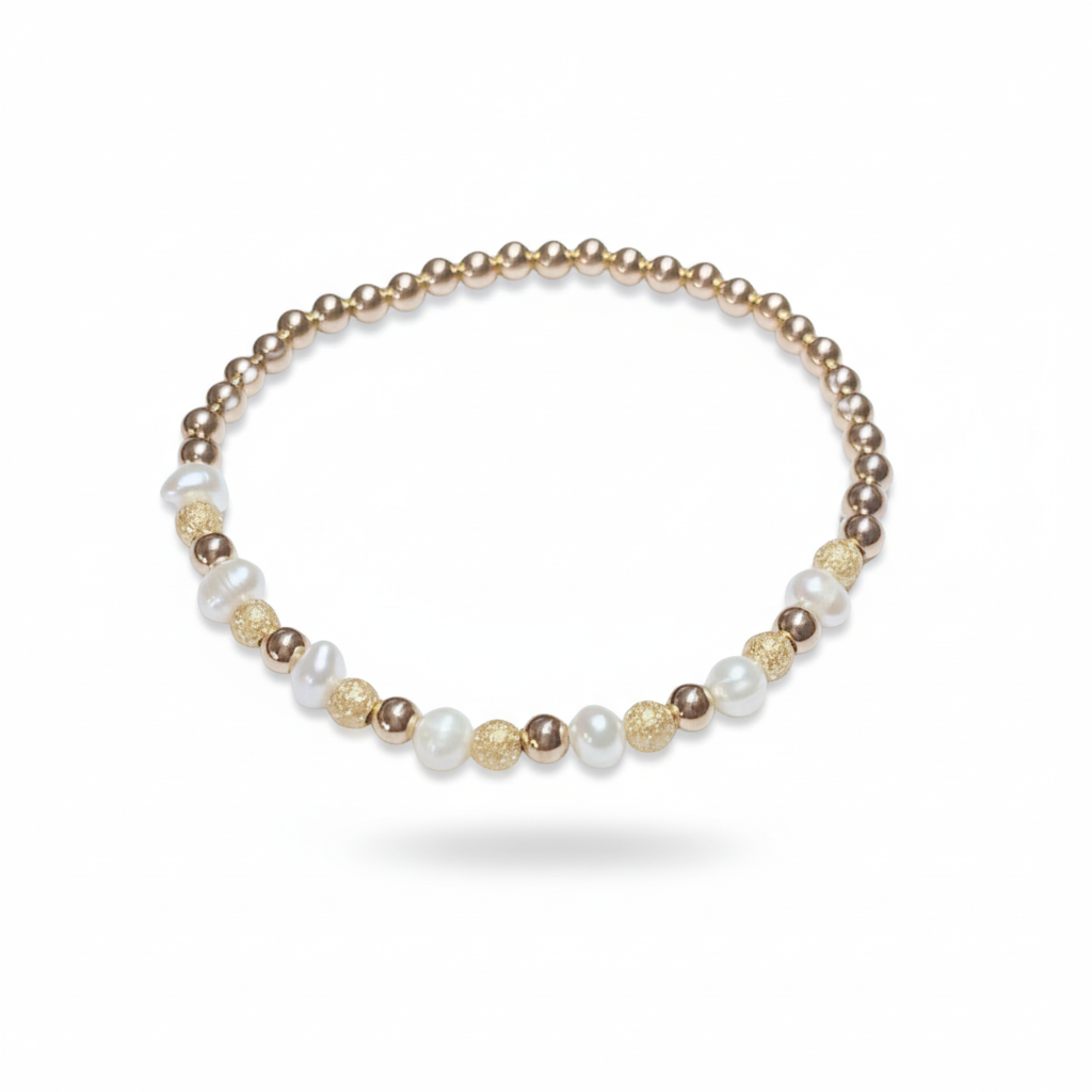 4mm Satin and Gold Bracelet