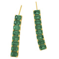 Baguette Emerald (Simulated) Waterfall Earring