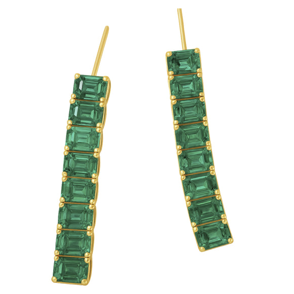 Baguette Emerald (Simulated) Waterfall Earring