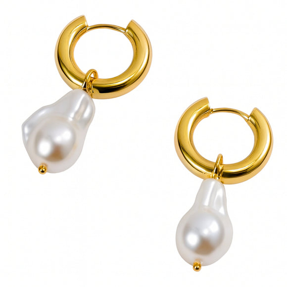 Baroque Pearl Hoop Earrings