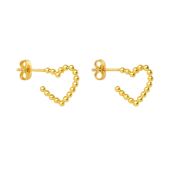 Beaded Heart Hoop Gold
