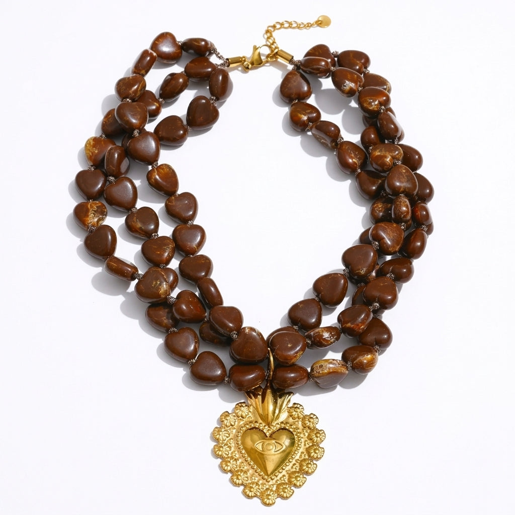 Sacred Heart Beaded Necklace