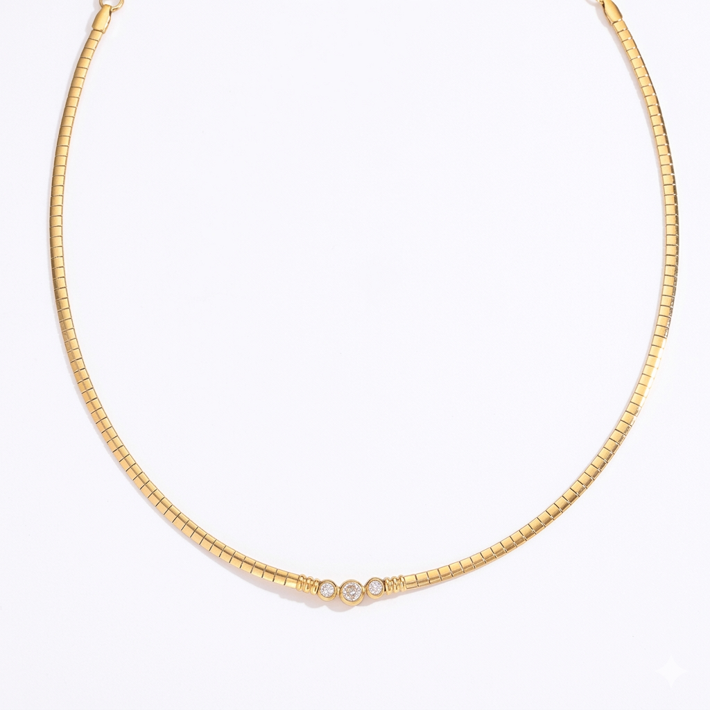 Bezel Omega Necklace Gold