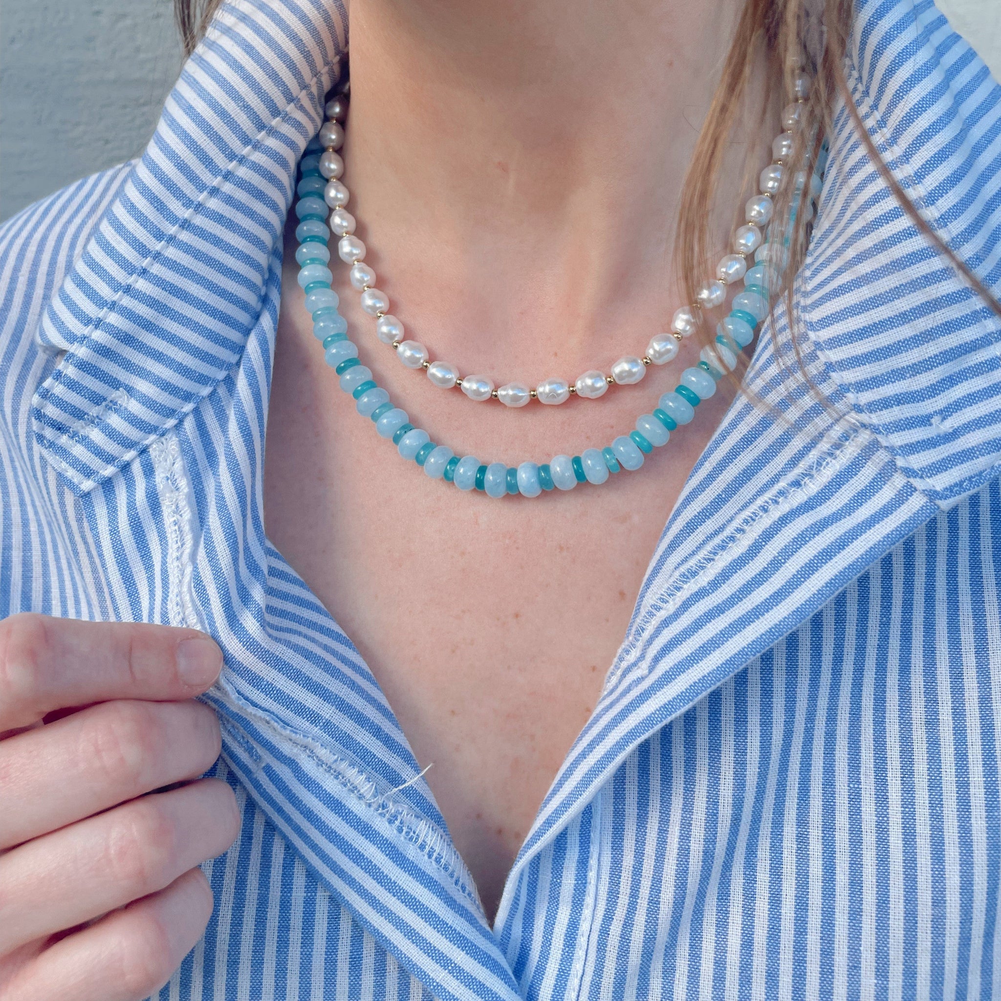 blue beaded necklace