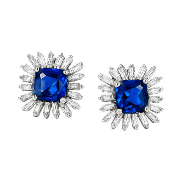 Blue Asscher Baguette Earrings