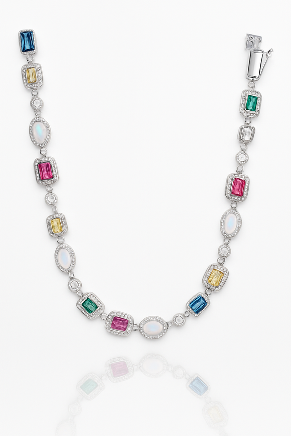 Victorian Kaleidoscope Necklace Silver