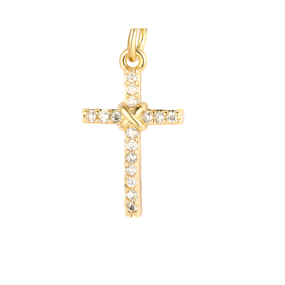 Cross with Diamonds Charm (Synthetic)