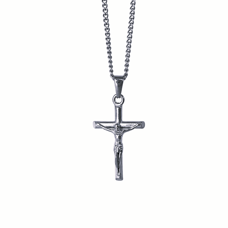 Cross on Curb Chain Crucifix