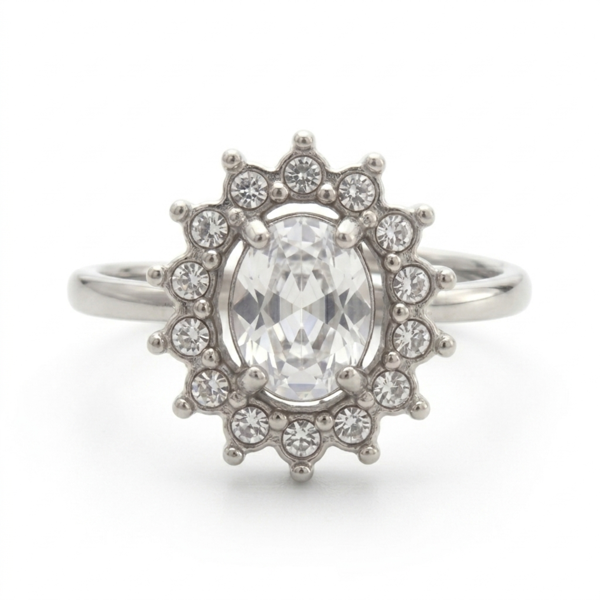 Adjustable Silver Halo Ring