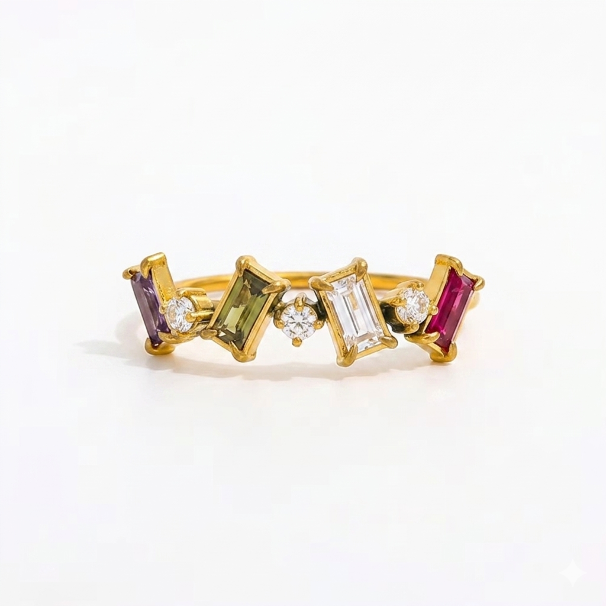 Baguette Multi Color Ring