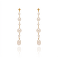 Pearl and gold long drop earrings