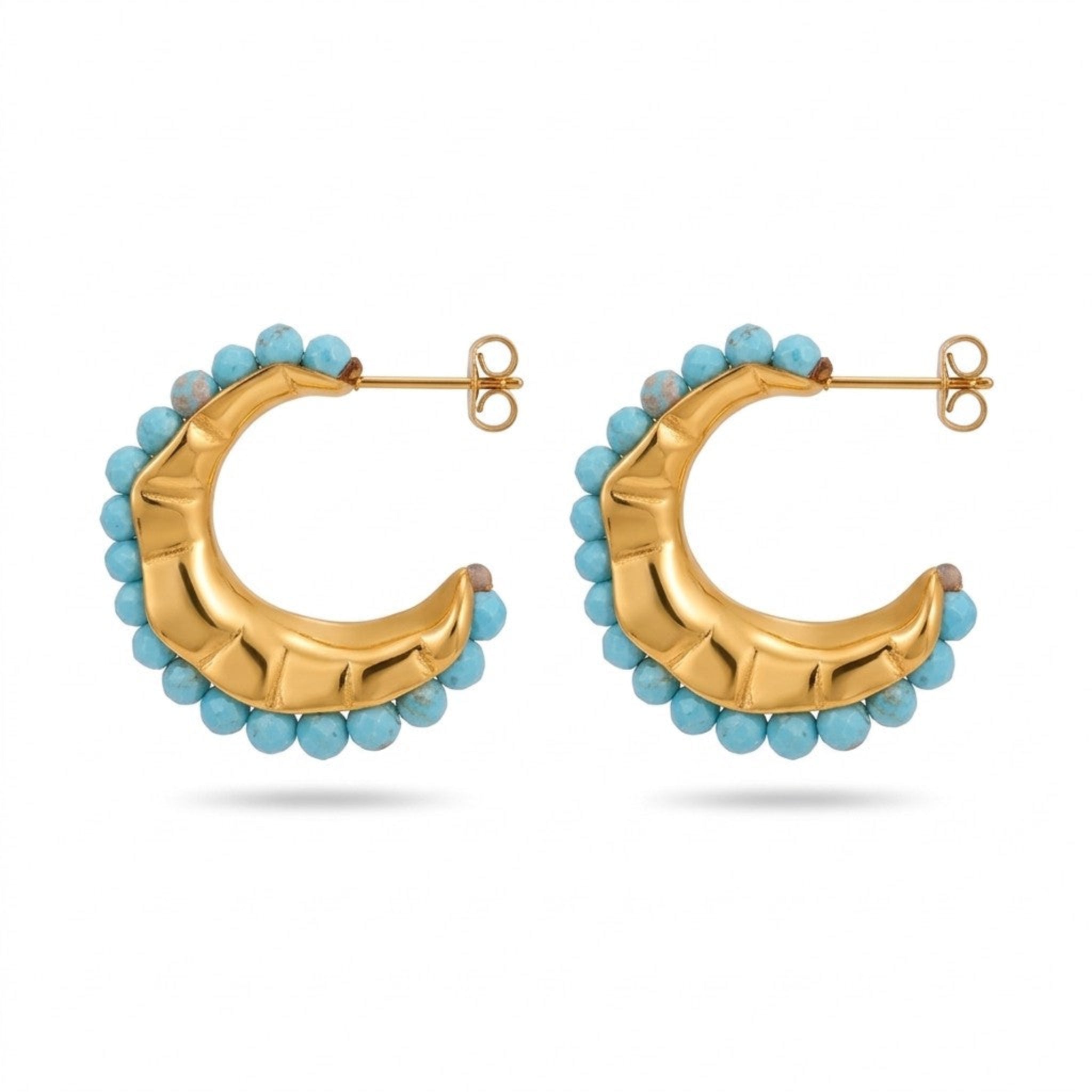 blue stone hoop earrings