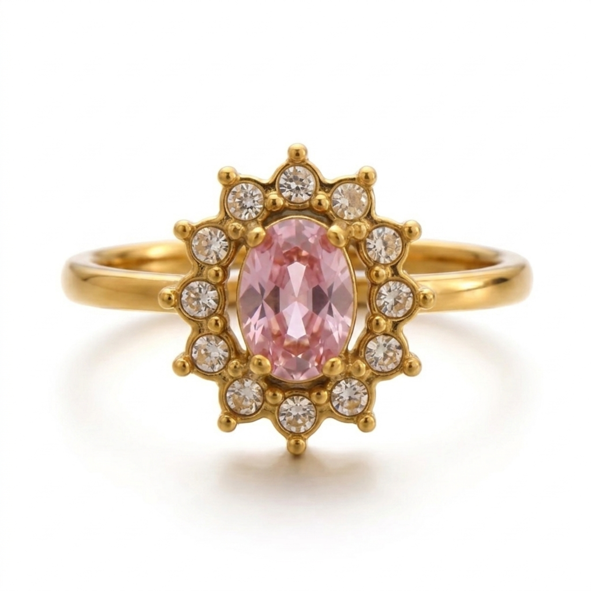 Adjustable Pink Halo Ring