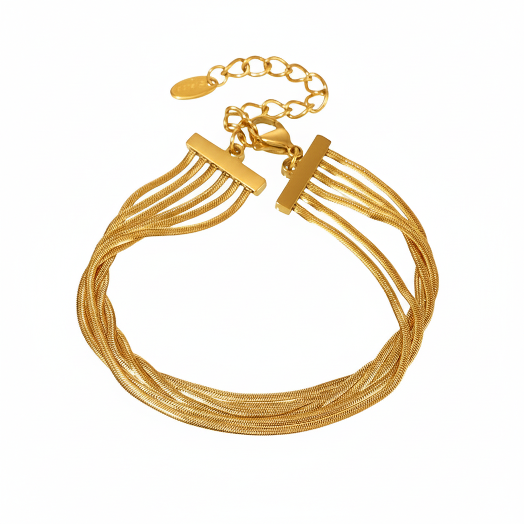 Cascading Snake Chain Bracelet Gold