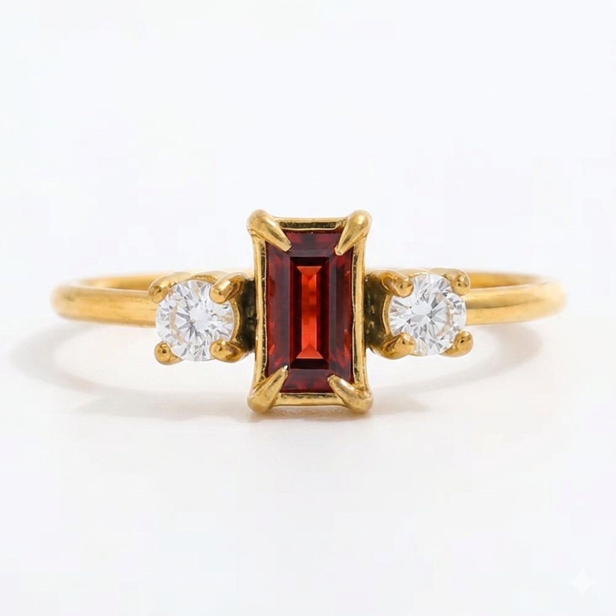 Baguette Ruby Red Ring