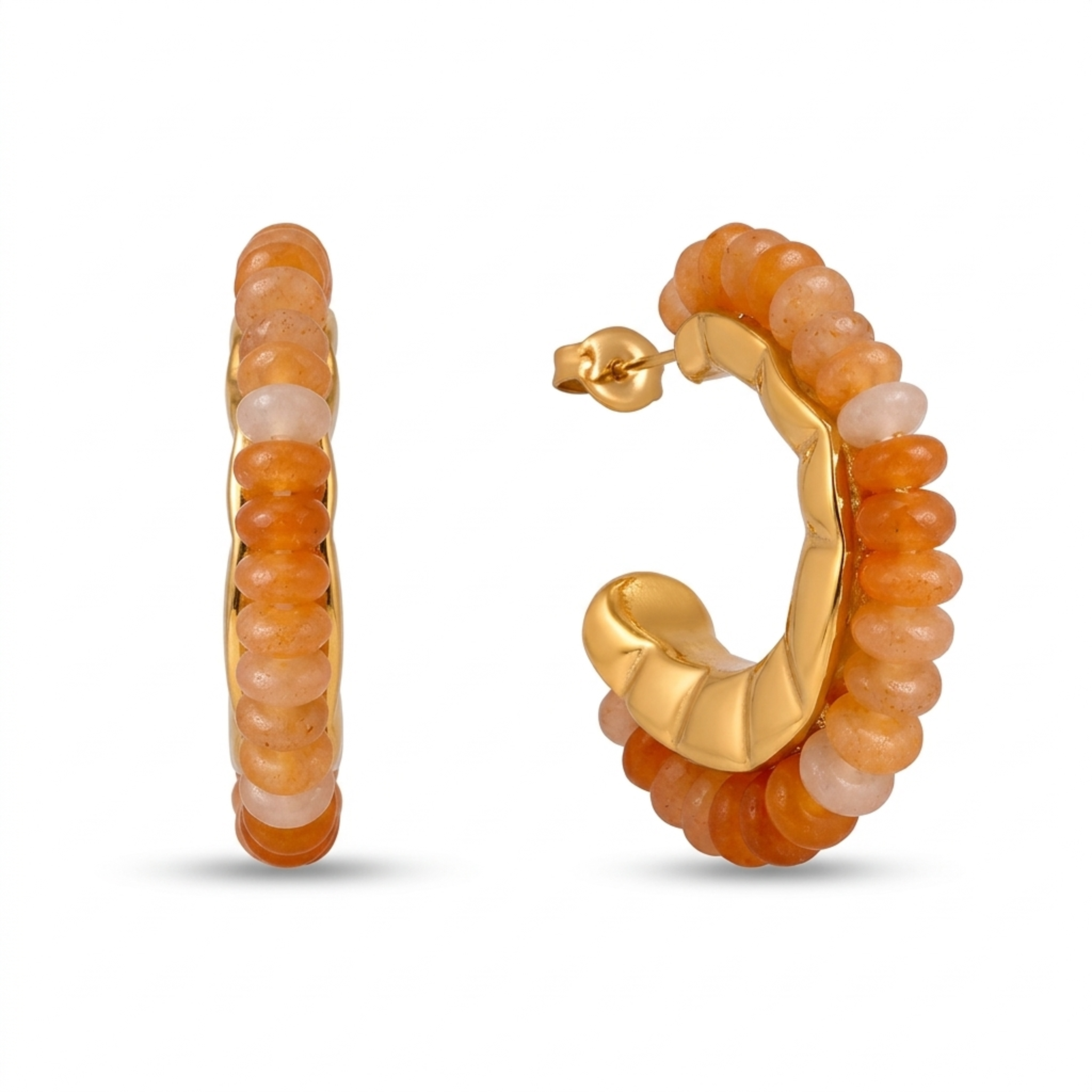 orange beaded hoop earrings