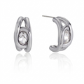 Oval Crossover Silver Earrings