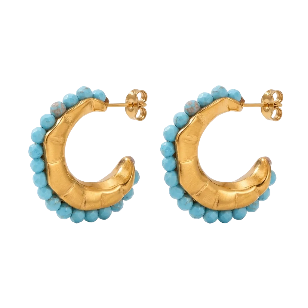 blue and gold hoop earrings