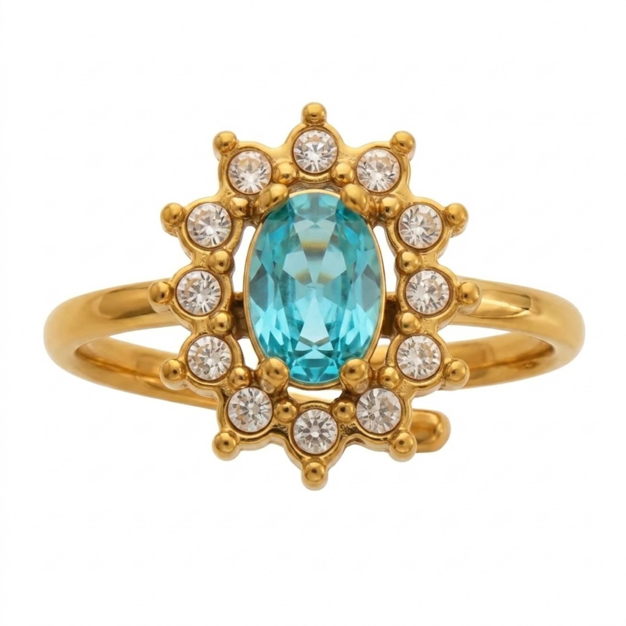 Adjustable Aqua Halo Ring