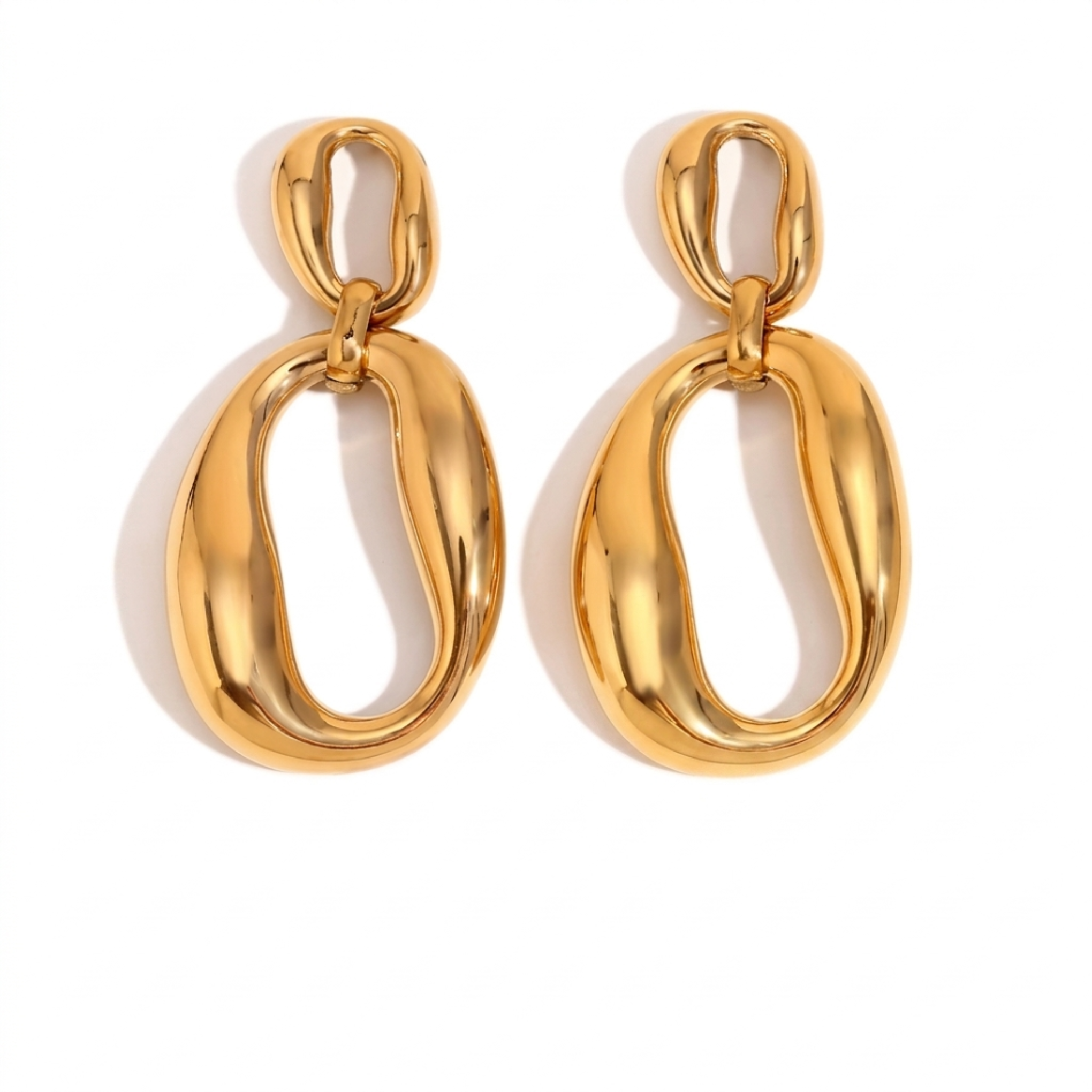 Oval Double Link Earrings