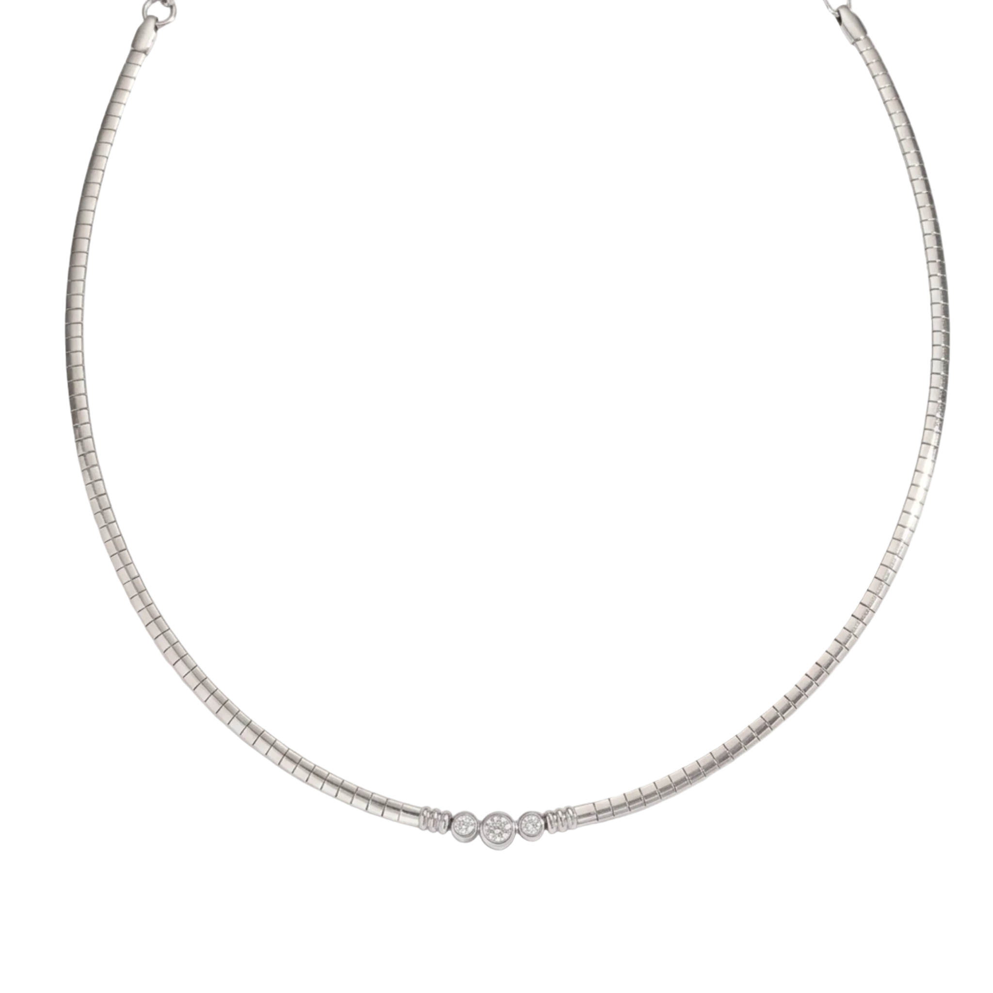 Silver bezel omega necklace 