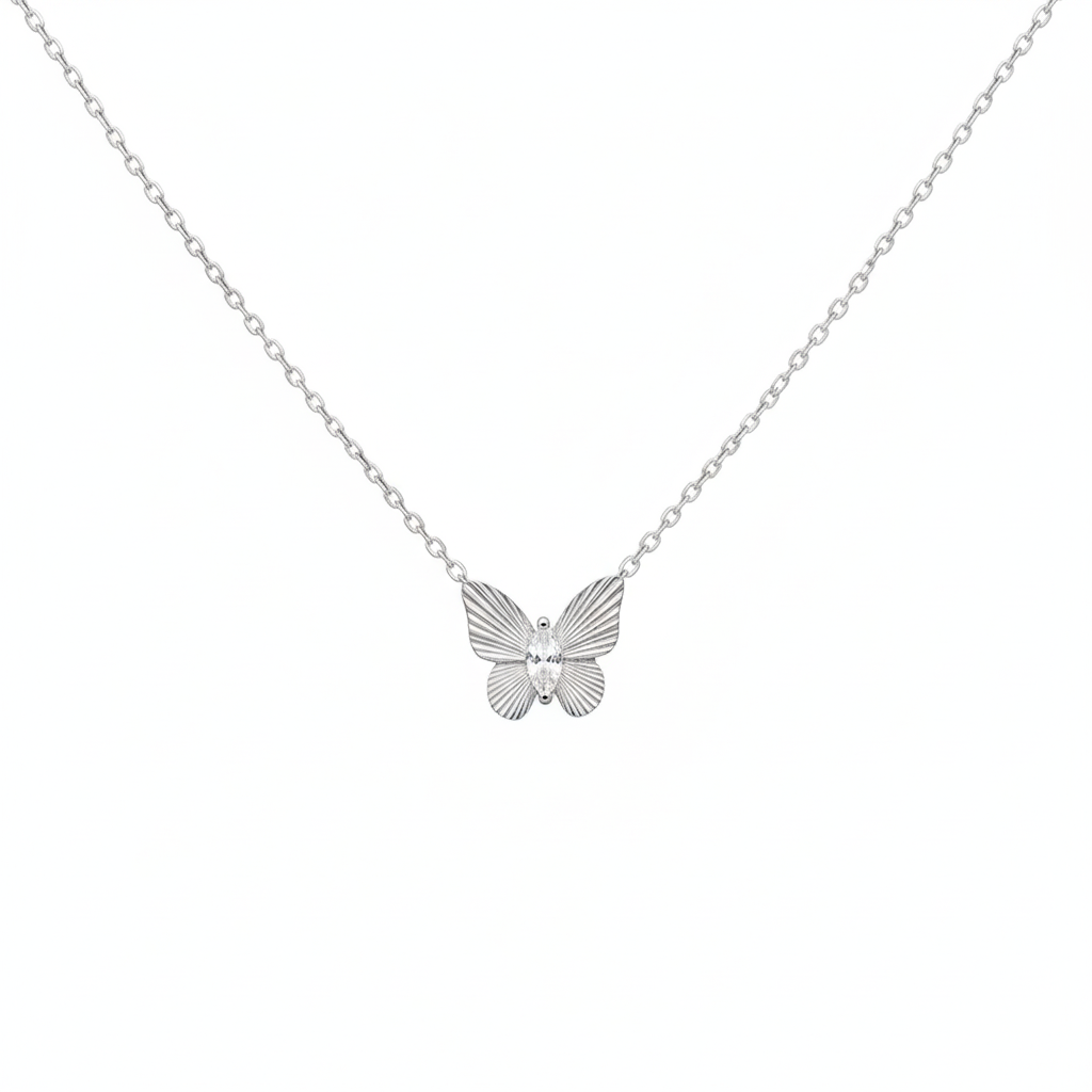 Marquise Butterfly Necklace Silver