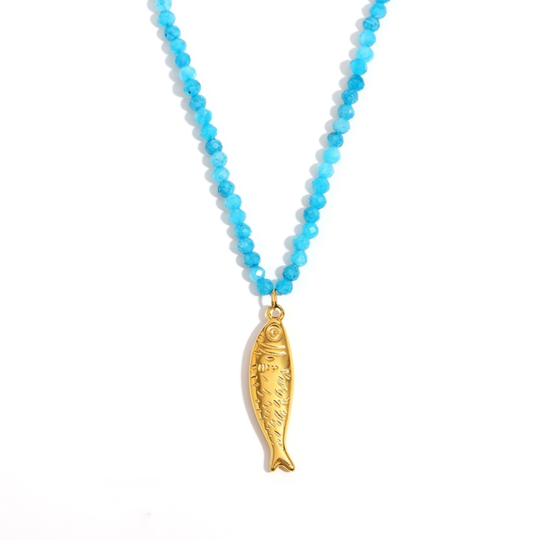 Gold Fish Apatite Stone Necklace