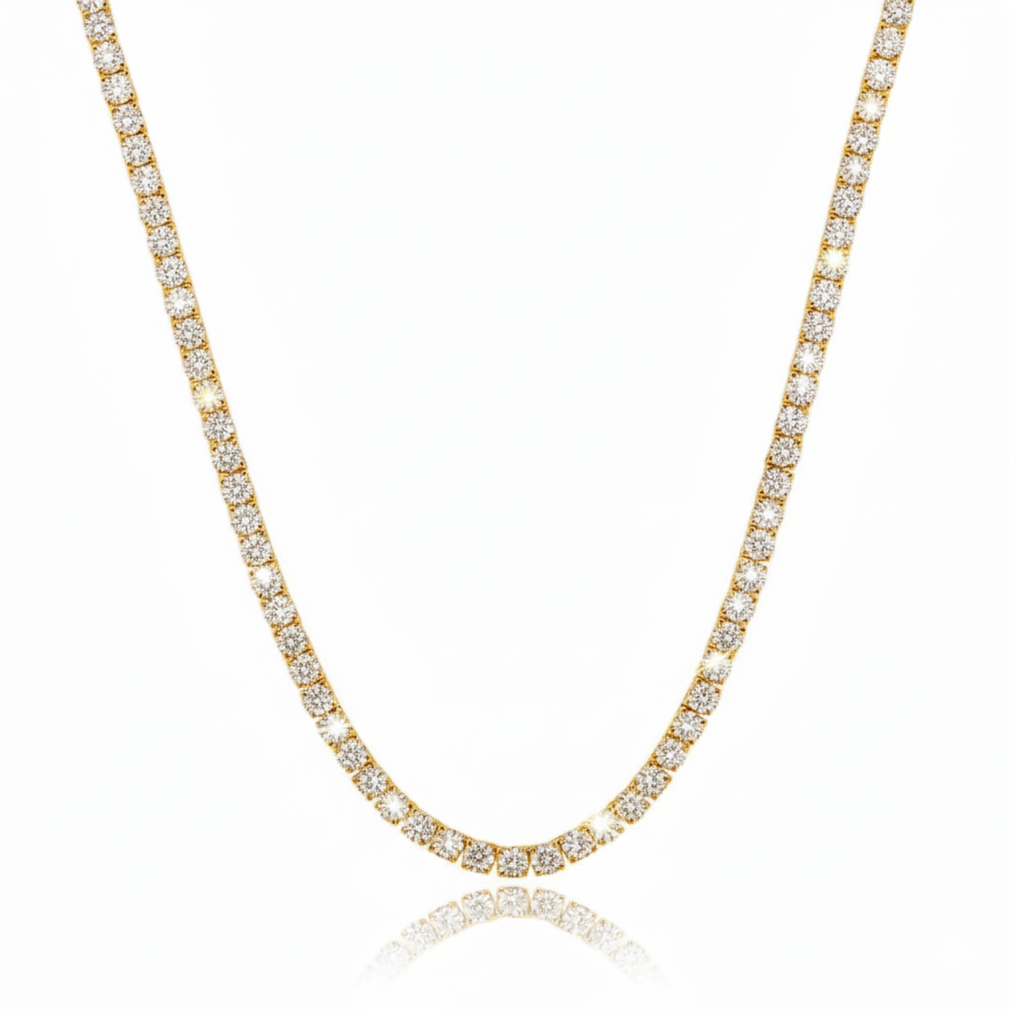 Non-Flip Tennis Necklace - 2mm Gold 14"