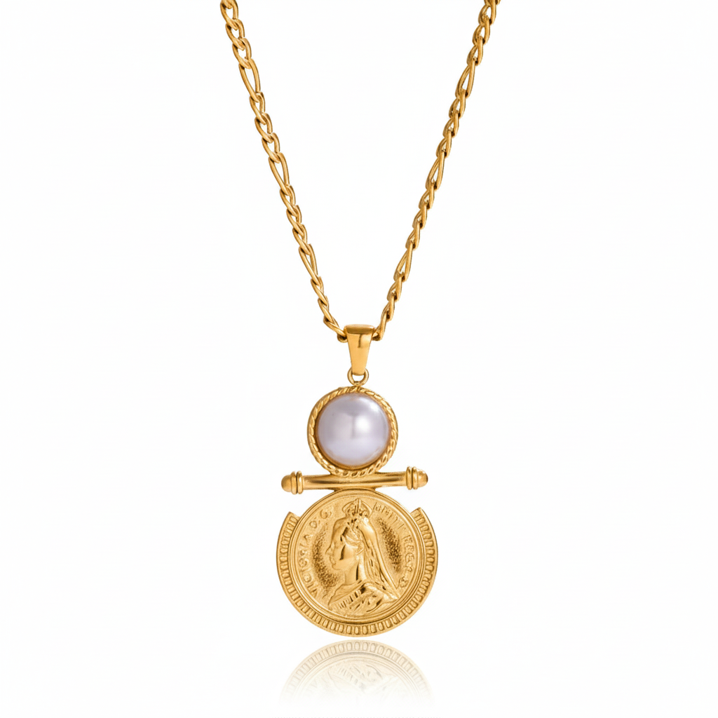 Queen Victoria Coin Pearl Necklace