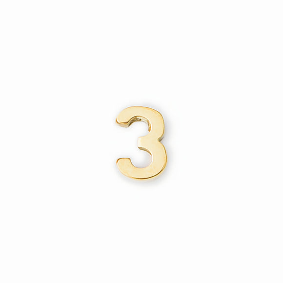 Gold number 3 charm