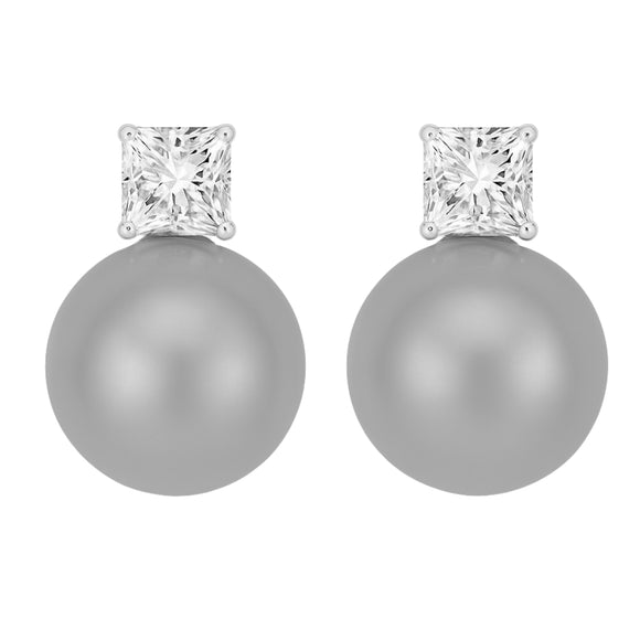 Gray Pearl Silver Earrings