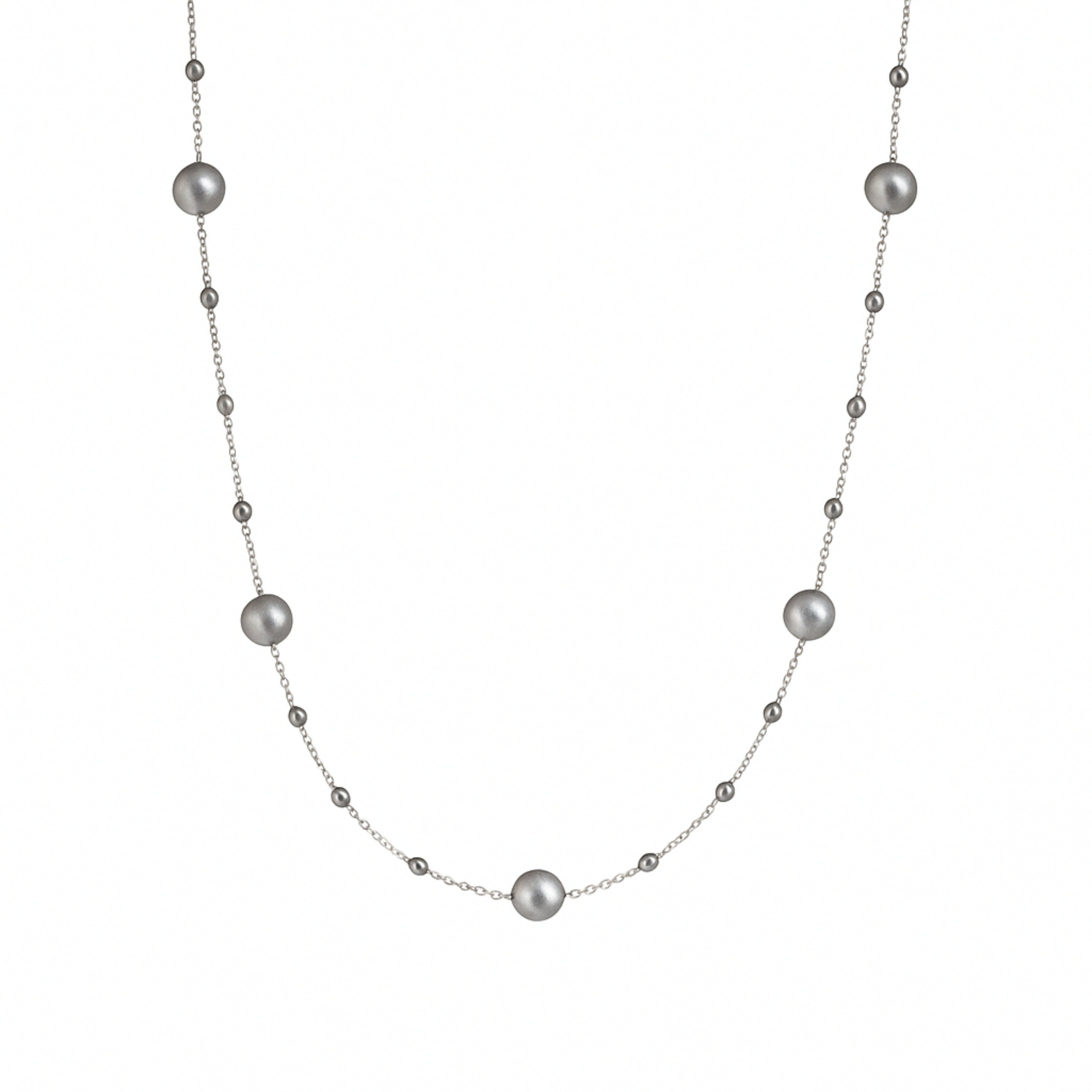 Gray Pearls Station Necklace