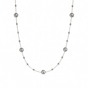Gray Pearls Station Necklace