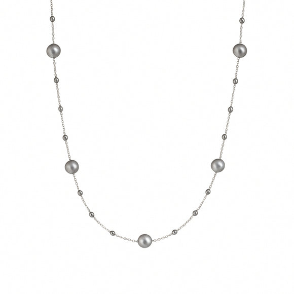 Gray Pearls Station Necklace