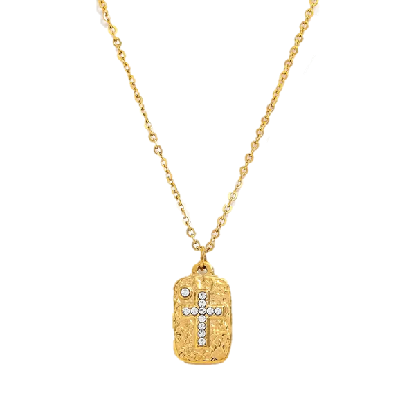 Hammered Cross Necklace